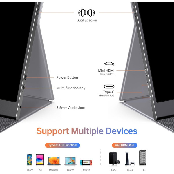 XTRMLAB F156P1 15.6" Moniteur portable Moniteurs portables XTRMLAB, Ultra Pc Gamer Maroc