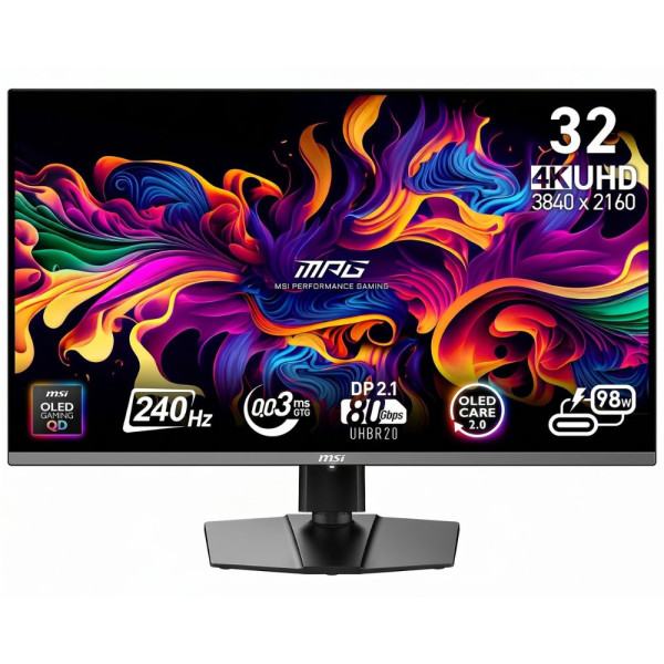 MSI MPG 322URX QD-OLED 31,5" 0.03ms 240 Hz 4k Moniteurs Gamer MSI, Ultra Pc Gamer Maroc