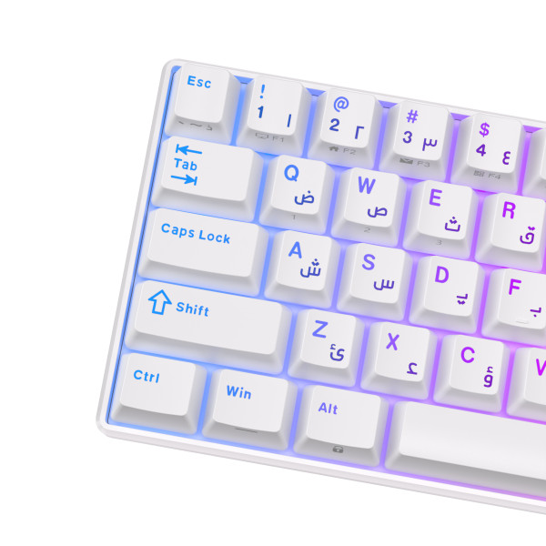 Royal Kludge RK61 White - Blue Switch (US Qwerty) Claviers Royal Kludge, Ultra Pc Gamer Maroc