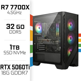 PC Gamer UltraPC Ryzen 7 7700X/1TB SSD/32GB DDR5/RTX5060Ti 16G AMD Ryzen 7 UltraPC, Ultra Pc Gamer Maroc