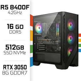 PC Gamer UltraPC Ryzen 5 8400F/512GB SSD/16GB DDR5/RTX3050 8GB AMD Ryzen 5 UltraPC, Ultra Pc Gamer Maroc