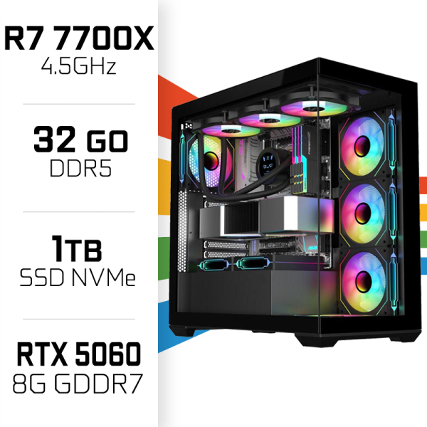 PC Gamer Ultrapc Ryzen 7 7700X/32GB DDR5/1TB SSD/RTX5060 AMD Ryzen 7 UltraPC, Ultra Pc Gamer Maroc