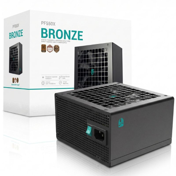 DeepCool PF550X 80PLUS BRONZE 550W Black Entre 500 W et 599 W GamerStorm by DeepCool, Ultra Pc Gamer Maroc
