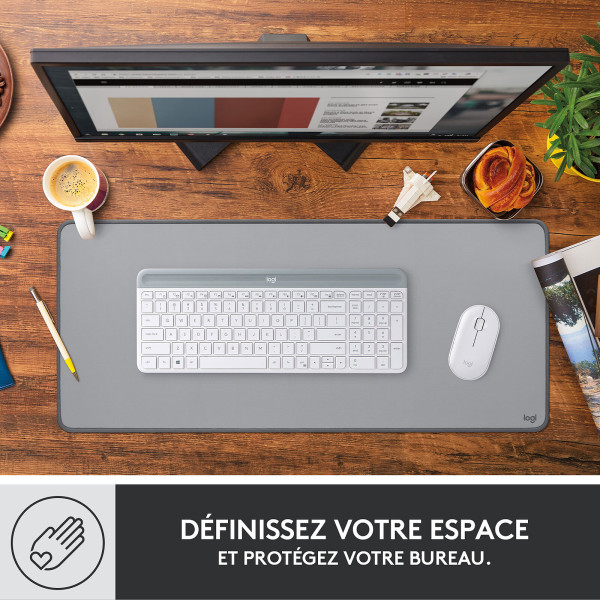 Logitech Desk Mat Studio Series (Gris) Tapis de souris Logitech, Ultra Pc Gamer Maroc