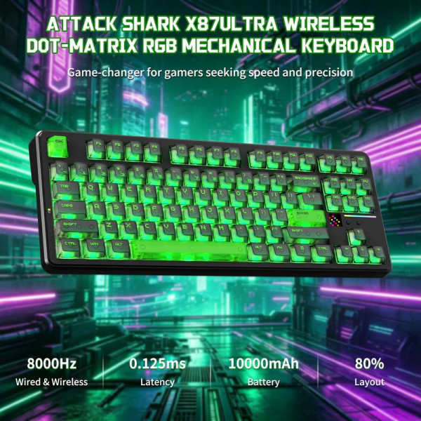 ATTACK SHARK X87 Ultra Shark Switches (Shadow Jade) Claviers ATTACK SHARK, Ultra Pc Gamer Maroc