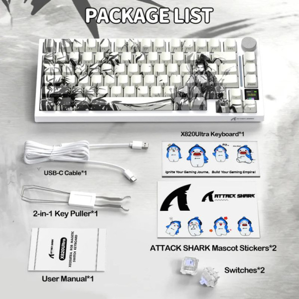 ATTACK SHARK X820 Ultra Shark Switch ( DARK WARRIOR) Claviers ATTACK SHARK, Ultra Pc Gamer Maroc
