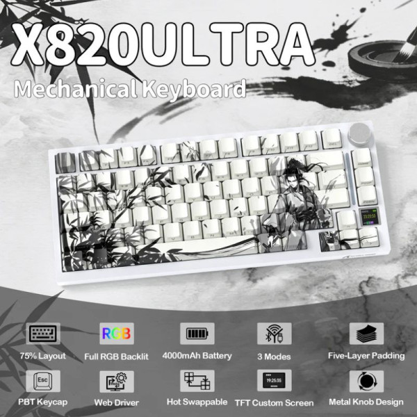 ATTACK SHARK X820 Ultra Shark Switch ( DARK WARRIOR) Claviers ATTACK SHARK, Ultra Pc Gamer Maroc