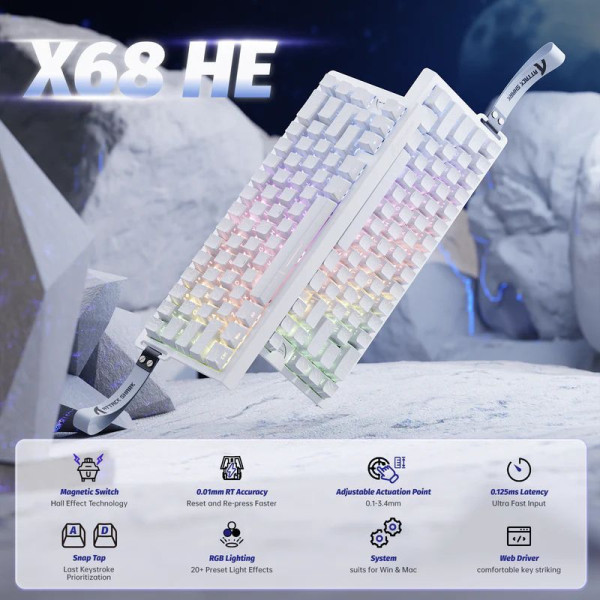 ATTACK SHARK X68 HE Magnetic Switch (White Contours) Claviers ATTACK SHARK, Ultra Pc Gamer Maroc