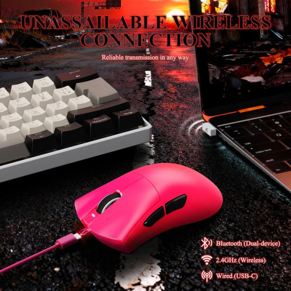 Attack shark V3 Pro (Berry red) Souris ATTACK SHARK, Ultra Pc Gamer Maroc