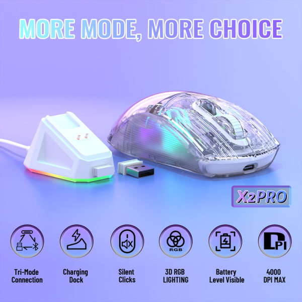 ATTACK SHARK X2 Pro (White) Souris ATTACK SHARK, Ultra Pc Gamer Maroc