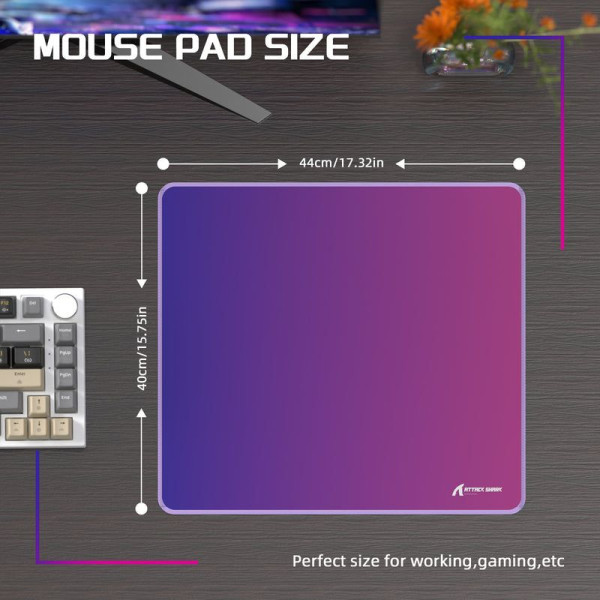 ATTACK SHARK CM03 Gaming Mouse Pad (Purple/Blue) Tapis de souris ATTACK SHARK, Ultra Pc Gamer Maroc