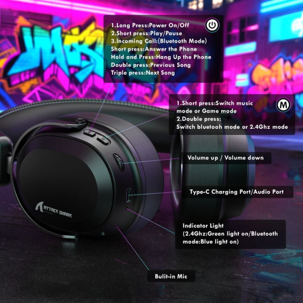 ATTACK SHARK L30 PRO Headset (Black) Casques ATTACK SHARK, Ultra Pc Gamer Maroc