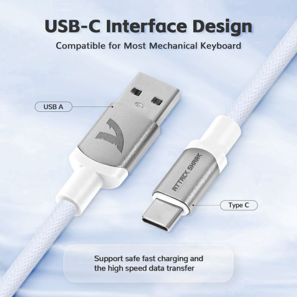 ATTACK SHARK C01 Pro Câble spiralé USB C (white) Accessoires ATTACK SHARK, Ultra Pc Gamer Maroc