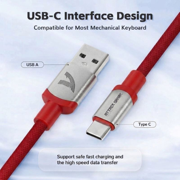 ATTACK SHARK C01 Pro Câble spiralé USB C (Red) Accessoires ATTACK SHARK, Ultra Pc Gamer Maroc
