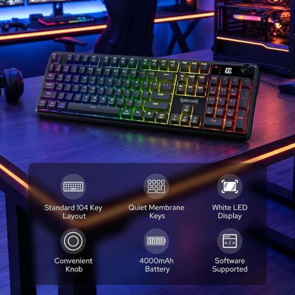Redragon K526 PRO RGB Black Claviers Redragon, Ultra Pc Gamer Maroc
