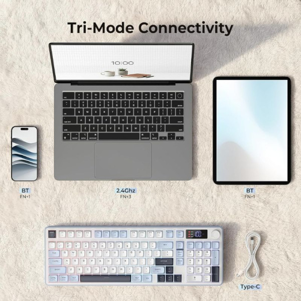 Redragon K527 PRO RGB White-Blue Claviers Redragon, Ultra Pc Gamer Maroc