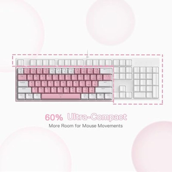 Redragon K617 Fizz 60% RGB Red Switches (White/Pink) Claviers Redragon, Ultra Pc Gamer Maroc