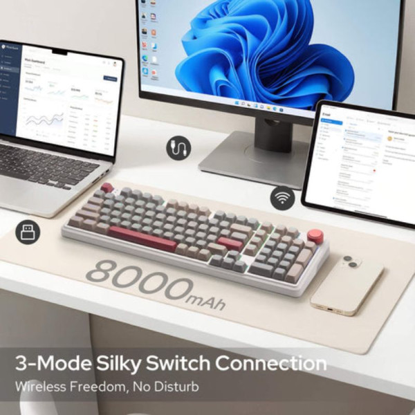 Redragon K768 Tri-mode Wireless Gasket RGB Gaming Keyboard, (Retro Cocoa) Claviers Redragon, Ultra Pc Gamer Maroc