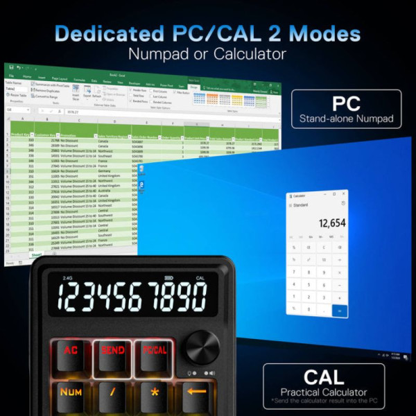 Redragon COVE K733 Tri-mode Mechanical Calculator Keyboard Claviers Redragon, Ultra Pc Gamer Maroc