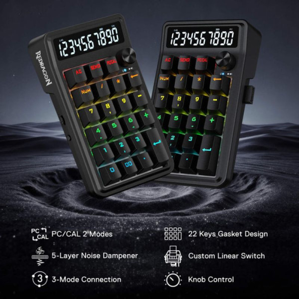 Redragon COVE K733 Tri-mode Mechanical Calculator Keyboard Claviers Redragon, Ultra Pc Gamer Maroc