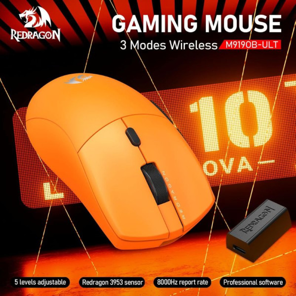 Redragon M919 Tri-mode 8k Gaming Mouse (Orange) Souris Redragon, Ultra Pc Gamer Maroc