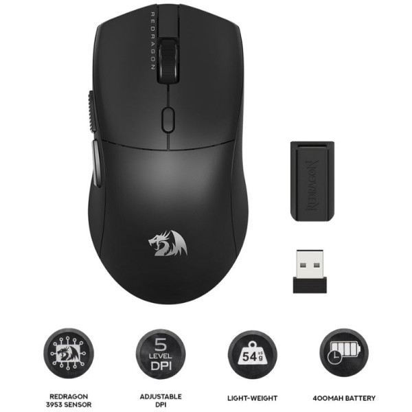 Redragon M919 Tri-mode 8k Gaming Mouse (BLACK) Souris Redragon, Ultra Pc Gamer Maroc