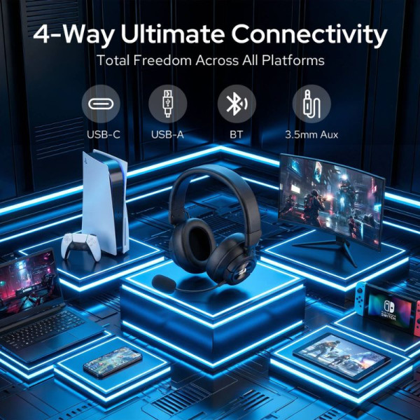 Redragon H889 Wireless Gaming Headset 4-in-1 (BLACK) Casques Redragon, Ultra Pc Gamer Maroc