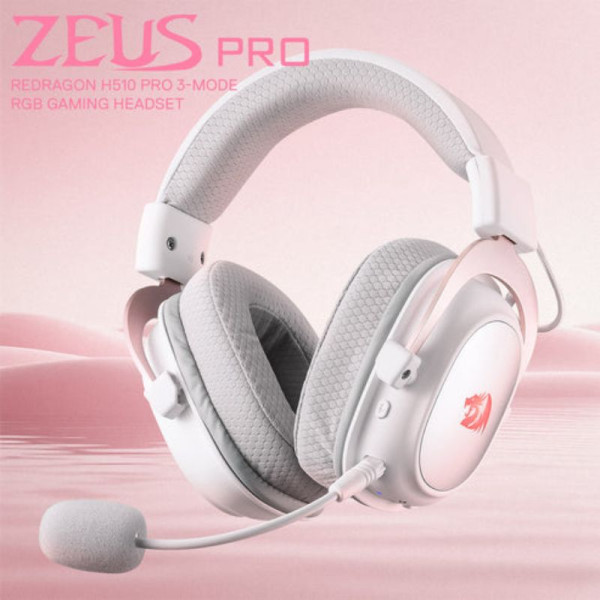 Redragon H510 PRO Zeus-X RGB Wireless Gaming Headset (WHITE) Casques Redragon, Ultra Pc Gamer Maroc