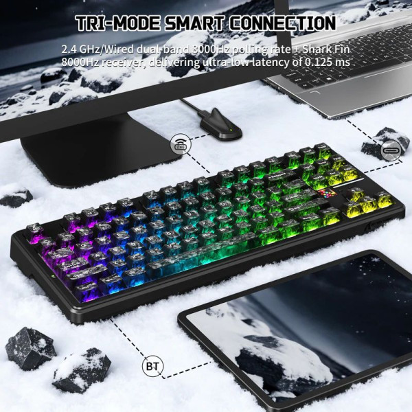 ATTACK SHARK X87 Ultra Shark Switches (Forged Carbon) Claviers ATTACK SHARK, Ultra Pc Gamer Maroc