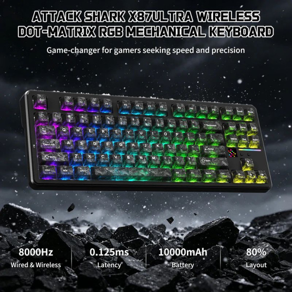 ATTACK SHARK X87 Ultra Shark Switches (Forged Carbon) Claviers ATTACK SHARK, Ultra Pc Gamer Maroc