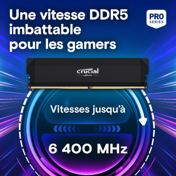 Crucial Pro DDR5 Overclocking 64 Go (2 x 32 Go) 6400 MHz CL40 Mémoire vive DDR5 Crucial, Ultra Pc Gamer Maroc