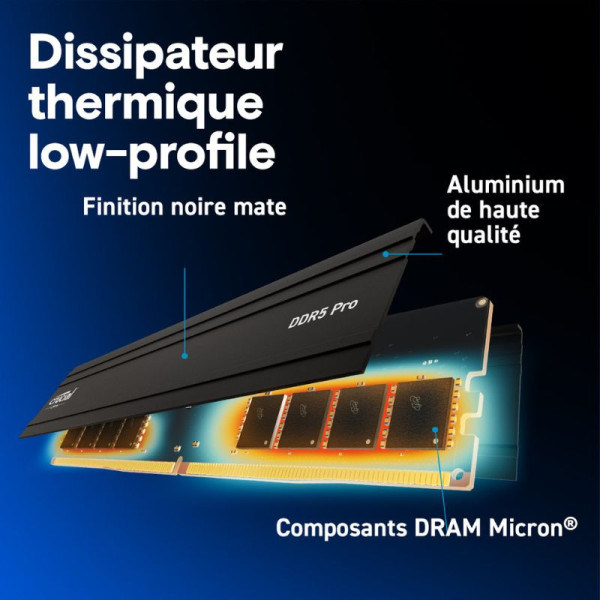 Crucial Pro DDR5 64 Go (2 x 32 Go) 5600 MHz CL46 Mémoire vive DDR5 Crucial, Ultra Pc Gamer Maroc