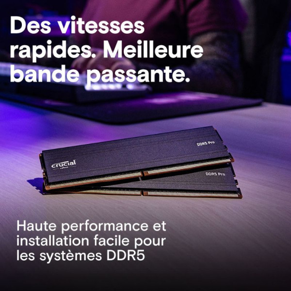 Crucial Pro DDR5 64 Go (2 x 32 Go) 5600 MHz CL46 Mémoire vive DDR5 Crucial, Ultra Pc Gamer Maroc