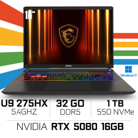 MSI Vector 16 HX AI A2XWIG-015FR/16" QHD+ (240Hz)/Intel Core Ultra 9 275HX/32GB DDR5/1TB NVMe SSD/RTX 5080/W11H PC Portables ...