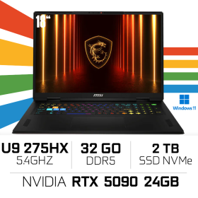MSI Vector 18 HX AI A2XWJG-684FR Ultra 9 275HX/32GB DDR5/2TB SSD/RTX 5090 24GB/18" QHD+ 240Hz/Win11/Cosmos Gray PC Portables ...