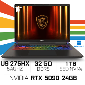 MSI Vector 16 HX AI A2XWJG-494FR Ultra 9 275HX/32GB DDR5/1TB SSD/RTX 5090 24GB/16" QHD+ 240Hz/Win11/Cosmos Gray PC Portables ...
