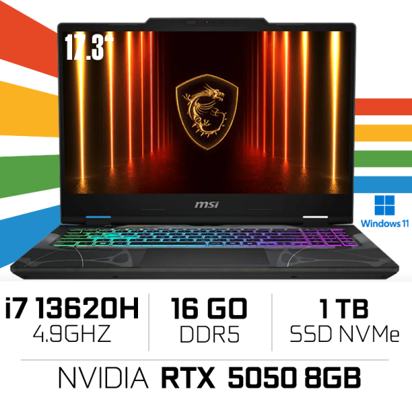 MSI Cyborg 17 B13WEKG-429FRNN i7-13620H/16GB DDR5/1TB SSD/RTX 5050 8GB/17.3" FHD 144Hz/Win11/Black PC Portables Gamer MSI, Ul...
