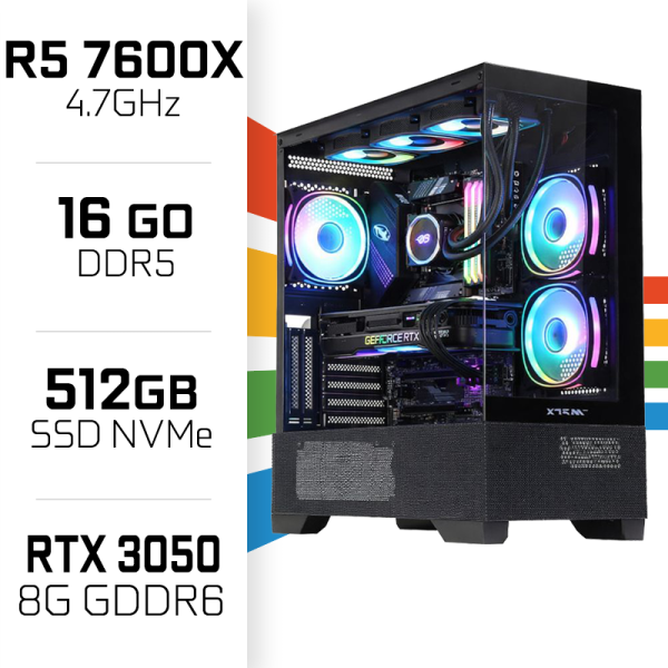 PC Gamer UltraPC Ryzen 5 7600X/16GB DDR5/512GB SSD/RTX3050 8GB AMD Ryzen 5 UltraPC, Ultra Pc Gamer Maroc
