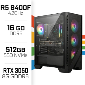 PC Gamer UltraPC Ryzen 5 8400F/512GB SSD/16GB DDR5/RTX3050 8GB AMD Ryzen 5 UltraPC, Ultra Pc Gamer Maroc