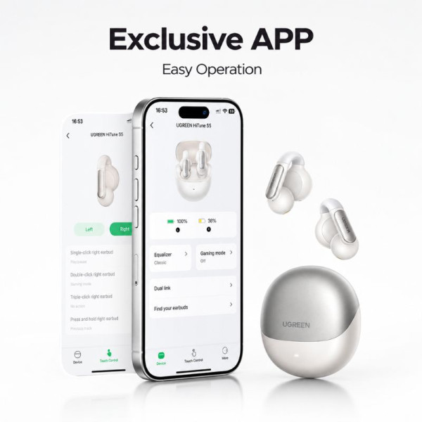 Ugreen HiTune S5 True Wireless Earbuds Blanc Casques UGREEN, Ultra Pc Gamer Maroc