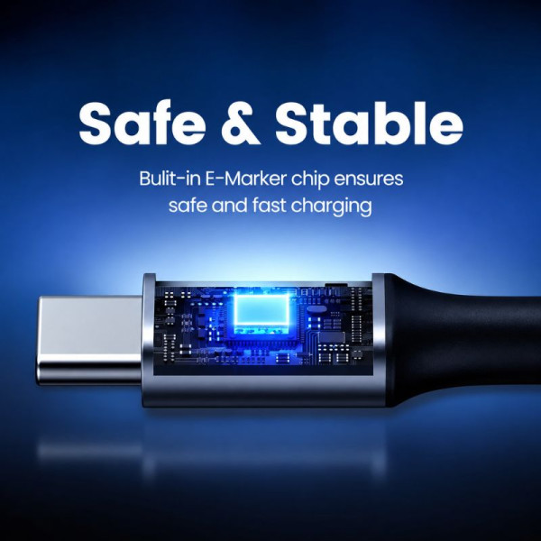 Ugreen Cable USB-C to USB-C 5A/100W 1M Gris Connectique PC UGREEN, Ultra Pc Gamer Maroc