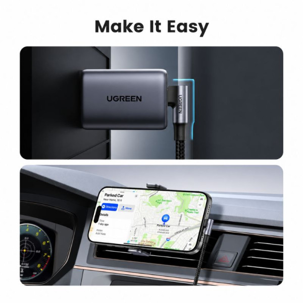 Ugreen Cable USB-C to USB-C 5A/100W 1M Gris Connectique PC UGREEN, Ultra Pc Gamer Maroc