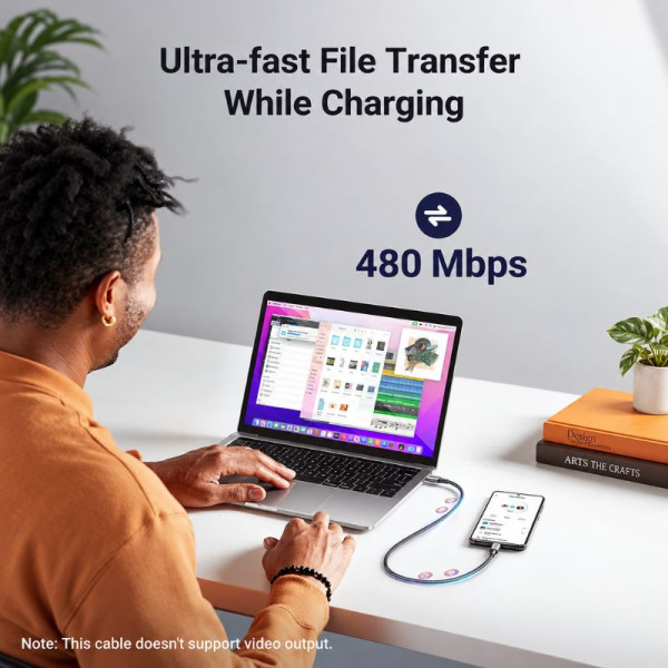 Ugreen Cable USB-C to USB-C 5A/100W 1m Gris Connectique PC UGREEN, Ultra Pc Gamer Maroc