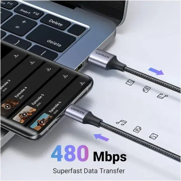 Ugreen Cable USB-A to USB-C 3A 1m Noir Connectique PC UGREEN, Ultra Pc Gamer Maroc
