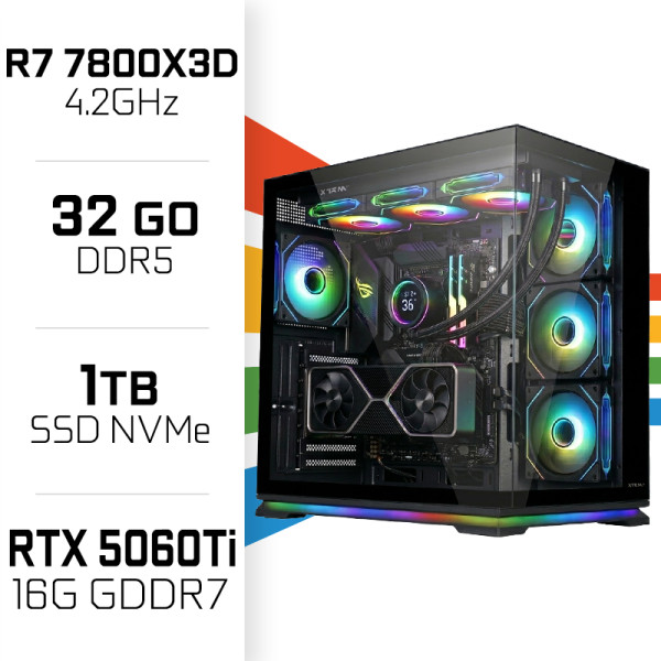 PC Gamer UltraPC Ryzen 7 7800X3D/1TB SSD/32GB DDR5/RTX 5060TI 16G AMD Ryzen 7 UltraPC, Ultra Pc Gamer Maroc