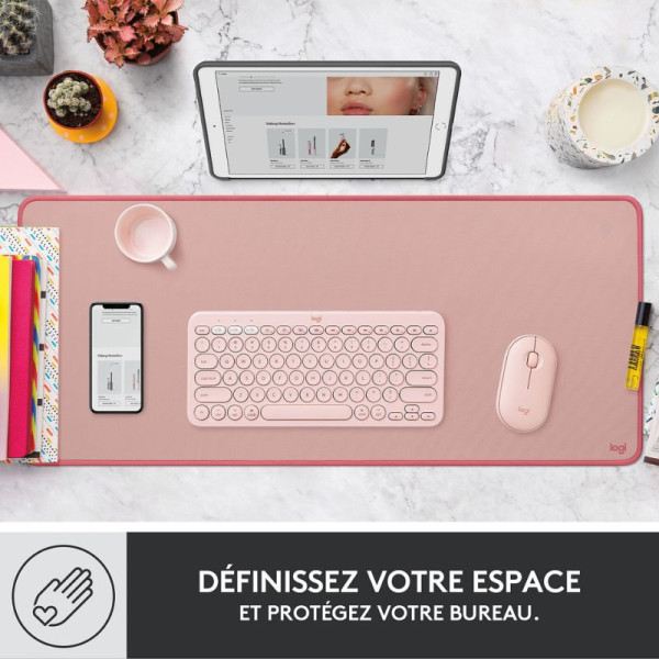 Logitech Desk Mat Studio Series (Pink) Tapis de souris Logitech, Ultra Pc Gamer Maroc