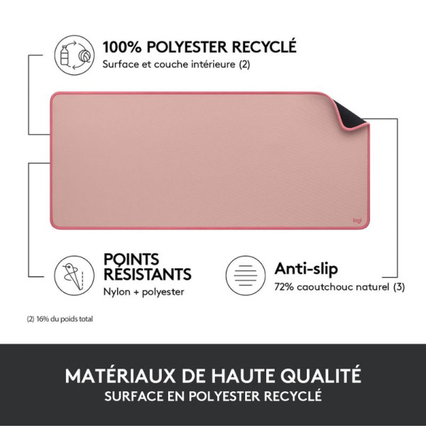 Logitech Desk Mat Studio Series (Pink) Tapis de souris Logitech, Ultra Pc Gamer Maroc