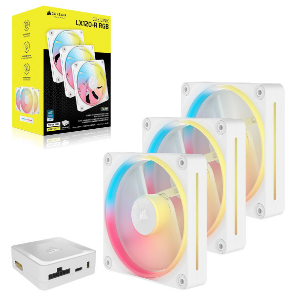 Corsair iCUE LINK LX120-R RGB (3in1) Blanc Ventilateurs boîtier Corsair, Ultra Pc Gamer Maroc