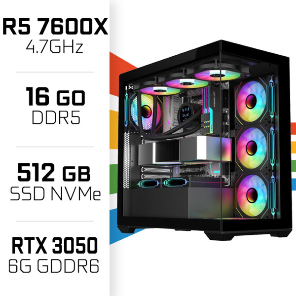 PC Gamer UltraPC Ryzen 5 7600X/16GB DDR5/512GB SSD/RTX3050 6GB AMD Ryzen 5 UltraPC, Ultra Pc Gamer Maroc