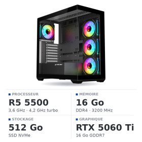 PC Gamer Ryzen 5 5500/16GB/512GB SSD/RTX5060TI 16G